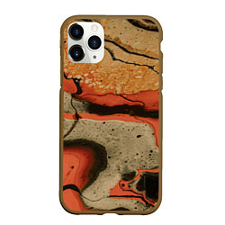 Чехол iPhone 11 Pro матовый Оранжевые и бежевые потоки красок, цвет: 3D-коричневый