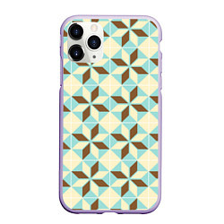 Чехол iPhone 11 Pro матовый Brown blue pattern, цвет: 3D-светло-сиреневый