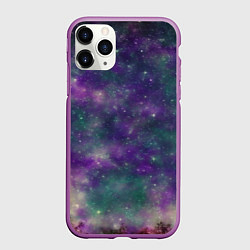 Чехол iPhone 11 Pro матовый Космос День и ночь, цвет: 3D-фиолетовый