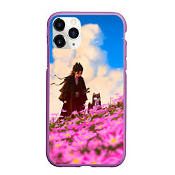 Чехол iPhone 11 Pro матовый Девушка самурай и сиба ину