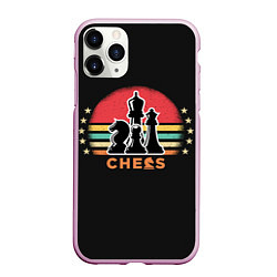 Чехол iPhone 11 Pro матовый Шахматные фигуры chess, цвет: 3D-розовый