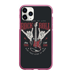 Чехол iPhone 11 Pro матовый Rock and roll - хой, цвет: 3D-малиновый