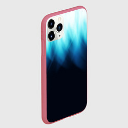 Чехол iPhone 11 Pro матовый Синее пламя огня на черном, цвет: 3D-малиновый — фото 2