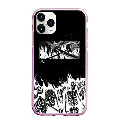 Чехол iPhone 11 Pro матовый Блич - Скелеты в огне, цвет: 3D-розовый