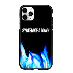 Чехол iPhone 11 Pro матовый System of a Down blue fire