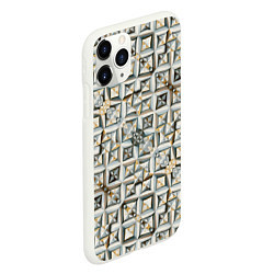 Чехол iPhone 11 Pro матовый Квадраты и ромбы, цвет: 3D-белый — фото 2