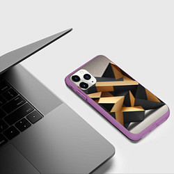 Чехол iPhone 11 Pro матовый Абстрактный куб, цвет: 3D-фиолетовый — фото 2