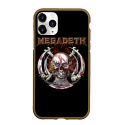 Чехол iPhone 11 Pro матовый Megadeth - боевой череп, цвет: 3D-коричневый