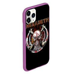 Чехол iPhone 11 Pro матовый Megadeth - боевой череп, цвет: 3D-фиолетовый — фото 2