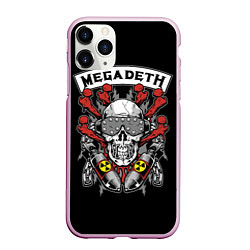 Чехол iPhone 11 Pro матовый Megadeth - ядерный череп, цвет: 3D-розовый