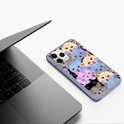 Чехол iPhone 11 Pro матовый Cats party, цвет: 3D-светло-сиреневый — фото 2