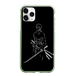 Чехол iPhone 11 Pro матовый Roronoa Zoro - One Piece, цвет: 3D-салатовый