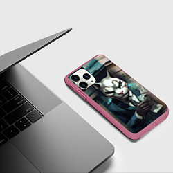 Чехол iPhone 11 Pro матовый Payday cat, цвет: 3D-малиновый — фото 2