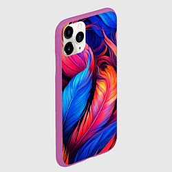 Чехол iPhone 11 Pro матовый Экзотические перья, цвет: 3D-фиолетовый — фото 2