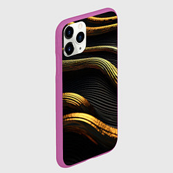 Чехол iPhone 11 Pro матовый Золотистые волны абстракция, цвет: 3D-фиолетовый — фото 2