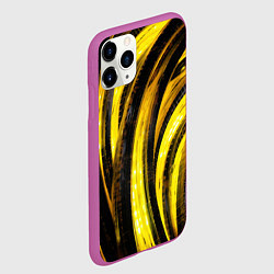 Чехол iPhone 11 Pro матовый Черные и золотые линии, цвет: 3D-фиолетовый — фото 2