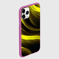 Чехол iPhone 11 Pro матовый Черные и желтые линии, цвет: 3D-фиолетовый — фото 2