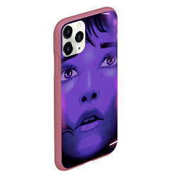 Чехол iPhone 11 Pro матовый Девушка в кибер сити, цвет: 3D-малиновый — фото 2