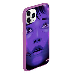 Чехол iPhone 11 Pro матовый Девушка в кибер сити, цвет: 3D-фиолетовый — фото 2