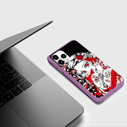 Чехол iPhone 11 Pro матовый Клинок рассекающий демонов - незуко комадо, цвет: 3D-фиолетовый — фото 2