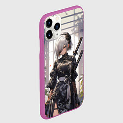 Чехол iPhone 11 Pro матовый Nier automata девушка с мечами, цвет: 3D-фиолетовый — фото 2