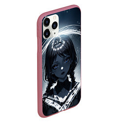 Чехол iPhone 11 Pro матовый Аниме готическая девушка с двумя косами, цвет: 3D-малиновый — фото 2