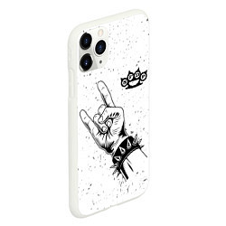 Чехол iPhone 11 Pro матовый Five Finger Death Punch и рок символ, цвет: 3D-белый — фото 2