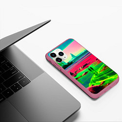 Чехол iPhone 11 Pro матовый Кислотный мир, цвет: 3D-малиновый — фото 2