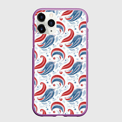 Чехол iPhone 11 Pro матовый Русские узоры паттерн, цвет: 3D-фиолетовый