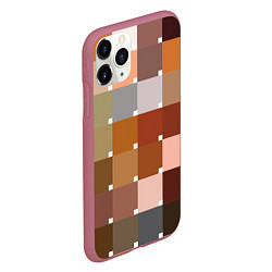 Чехол iPhone 11 Pro матовый Brown squares, цвет: 3D-малиновый — фото 2