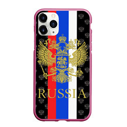 Чехол iPhone 11 Pro матовый Russia, цвет: 3D-малиновый