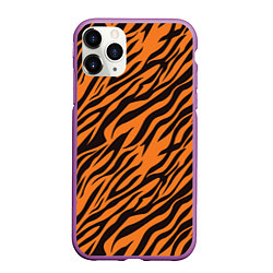 Чехол iPhone 11 Pro матовый Полоски тигра - tiger, цвет: 3D-фиолетовый