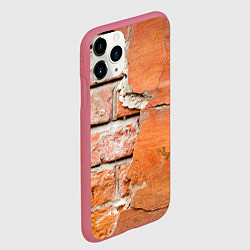 Чехол iPhone 11 Pro матовый Кирпичная стена под штукатуркой, цвет: 3D-малиновый — фото 2