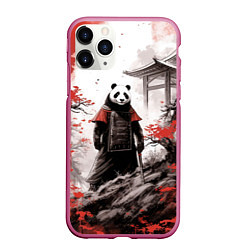 Чехол iPhone 11 Pro матовый Panda samurai, цвет: 3D-малиновый