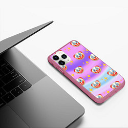 Чехол iPhone 11 Pro матовый Узор с Клоунами, цвет: 3D-малиновый — фото 2