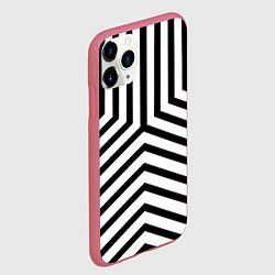 Чехол iPhone 11 Pro матовый Черно-белые полосы в узоре, цвет: 3D-малиновый — фото 2
