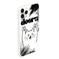 Чехол iPhone 11 Pro матовый The Doors рок кот на светлом фоне, цвет: 3D-белый — фото 2