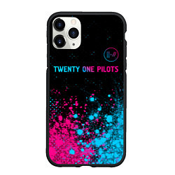 Чехол iPhone 11 Pro матовый Twenty One Pilots - neon gradient: символ сверху, цвет: 3D-черный