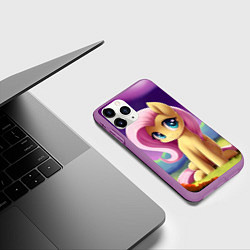 Чехол iPhone 11 Pro матовый Флаттершай, цвет: 3D-фиолетовый — фото 2