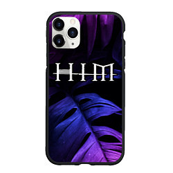 Чехол iPhone 11 Pro матовый HIM neon monstera, цвет: 3D-черный