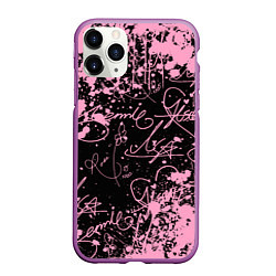 Чехол iPhone 11 Pro матовый Блэкпинк - автографы, цвет: 3D-фиолетовый