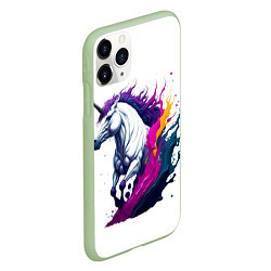 Чехол iPhone 11 Pro матовый Единорог в красках, цвет: 3D-салатовый — фото 2