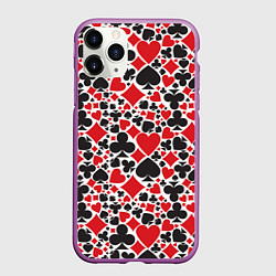 Чехол iPhone 11 Pro матовый Карточные масти - символика, цвет: 3D-фиолетовый