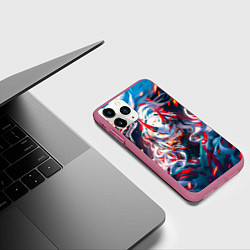 Чехол iPhone 11 Pro матовый Девушка киберсамурай и дракон от нейросети, цвет: 3D-малиновый — фото 2