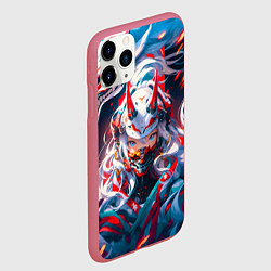 Чехол iPhone 11 Pro матовый Девушка киберсамурай и дракон от нейросети, цвет: 3D-малиновый — фото 2