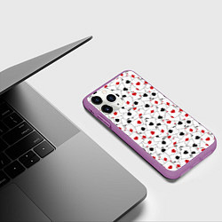 Чехол iPhone 11 Pro матовый Карточные тузы, цвет: 3D-фиолетовый — фото 2