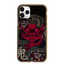 Чехол iPhone 11 Pro матовый Oni mask and snake