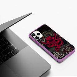 Чехол iPhone 11 Pro матовый Oni mask and snake, цвет: 3D-фиолетовый — фото 2