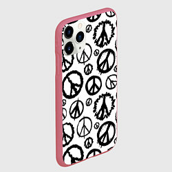 Чехол iPhone 11 Pro матовый Many peace logo, цвет: 3D-малиновый — фото 2