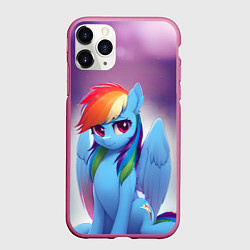 Чехол iPhone 11 Pro матовый Пони Рейнбоу Дэш, цвет: 3D-малиновый